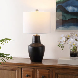 Safavieh VOETTA, 23-Inch Black Ceramic Table Lamp - Stylish Minimalist Design for Modern Home Decor & Lighting TBL4477A