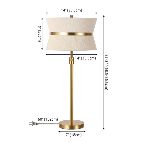 Safavieh MIKA, Adjustable Coastal Table Lamp with Bleached Rope Shade & Brass Accents for Elegant Illumination TBL4483A