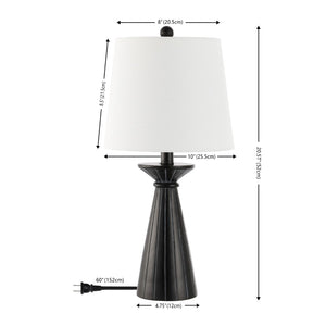 Safavieh RAYE, Modern 20.5" Black Resin Table Lamp with Cotton Shade for Elegant Ambient Lighting Decor TBL4485A