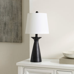 Safavieh RAYE, Modern 20.5" Black Resin Table Lamp with Cotton Shade for Elegant Ambient Lighting Decor TBL4485A