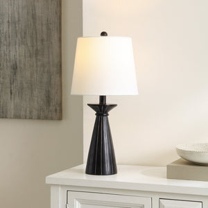 Safavieh RAYE, Modern 20.5" Black Resin Table Lamp with Cotton Shade for Elegant Ambient Lighting Decor TBL4485A