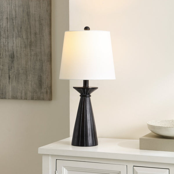 Safavieh RAYE, Modern 20.5" Black Resin Table Lamp with Cotton Shade for Elegant Ambient Lighting Decor TBL4485A