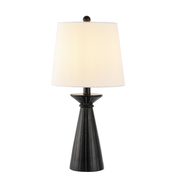 Safavieh RAYE, Modern 20.5" Black Resin Table Lamp with Cotton Shade for Elegant Ambient Lighting Decor TBL4485A