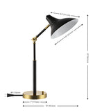 Safavieh Author, 18.5 Inch Black, Iron Table Lamp W/ Usb Port Black / Brass Gold TBL4488A-U