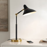 Safavieh Author, 18.5 Inch Black, Iron Table Lamp W/ Usb Port Black / Brass Gold TBL4488A-U