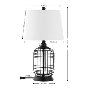 Safavieh PRYCE, 21-Inch Black Iron Table Lamp with Cotton Shade - Elegant Lighting for Any Room Decor TBL4490A