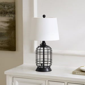 Safavieh PRYCE, 21-Inch Black Iron Table Lamp with Cotton Shade - Elegant Lighting for Any Room Decor TBL4490A