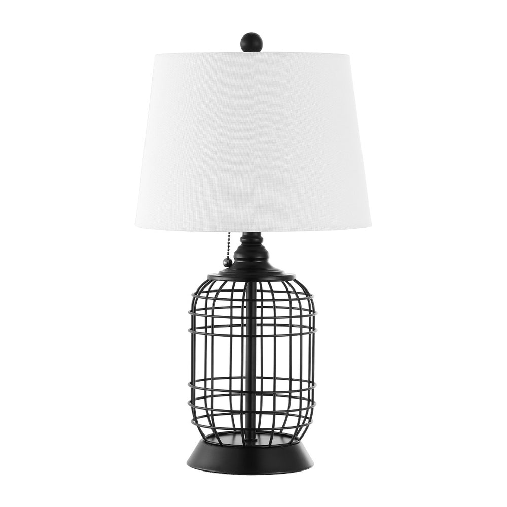 Safavieh PRYCE, 21-Inch Black Iron Table Lamp with Cotton Shade - Elegant Lighting for Any Room Decor TBL4490A