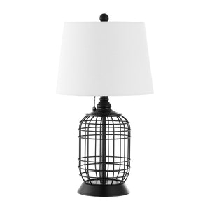 Safavieh PRYCE, 21-Inch Black Iron Table Lamp with Cotton Shade - Elegant Lighting for Any Room Decor TBL4490A