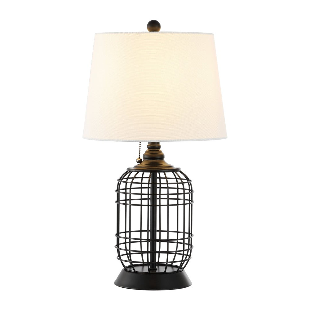 Safavieh PRYCE, 21-Inch Black Iron Table Lamp with Cotton Shade - Elegant Lighting for Any Room Decor TBL4490A