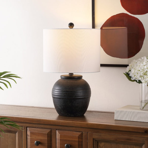 Safavieh NATURI, 20-Inch Matte Black Ceramic Table Lamp – Elegant Minimalist Design for Any Room Decor TBL4495A