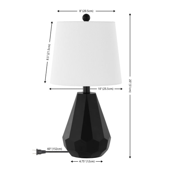 Safavieh SEIRA, 20-Inch Modern Black Resin Table Lamp with Cotton Shade for Stylish Ambient Lighting TBL4499A