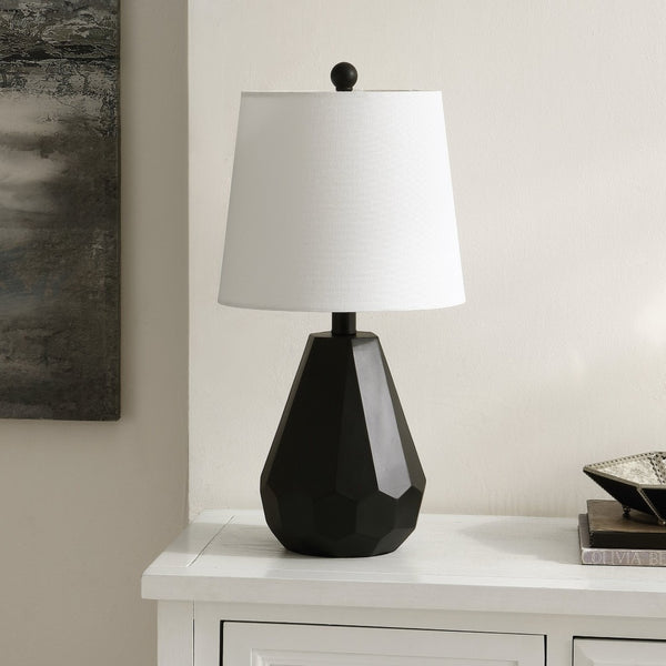 Safavieh SEIRA, 20-Inch Modern Black Resin Table Lamp with Cotton Shade for Stylish Ambient Lighting TBL4499A