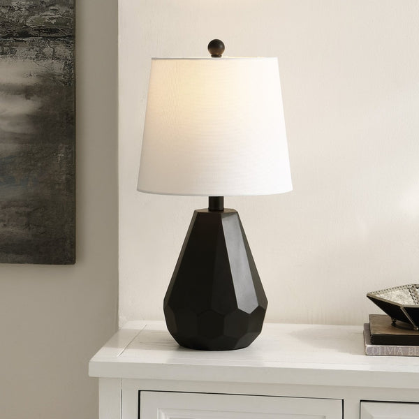 Safavieh SEIRA, 20-Inch Modern Black Resin Table Lamp with Cotton Shade for Stylish Ambient Lighting TBL4499A