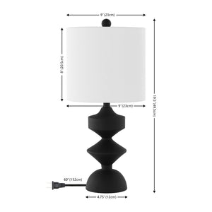 Safavieh RIZA, Modern 19.5-Inch Black Resin Table Lamp with Cotton Shade for Cozy Ambiance & Style TBL4501A