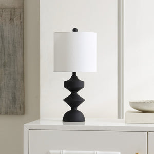 Safavieh RIZA, Modern 19.5-Inch Black Resin Table Lamp with Cotton Shade for Cozy Ambiance & Style TBL4501A