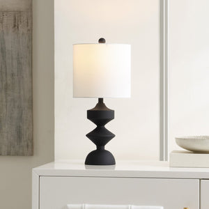 Safavieh RIZA, Modern 19.5-Inch Black Resin Table Lamp with Cotton Shade for Cozy Ambiance & Style TBL4501A