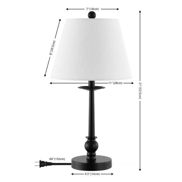 Safavieh CLYSA, 21-Inch Black Iron Table Lamp - Modern Minimalist Design for Warm Ambiance & Versatile Use TBL4502A
