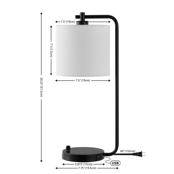 Safavieh Follett, 20 Inch, Black, Iron Table Lamp W/ Usb Port Black TBL4506A-U