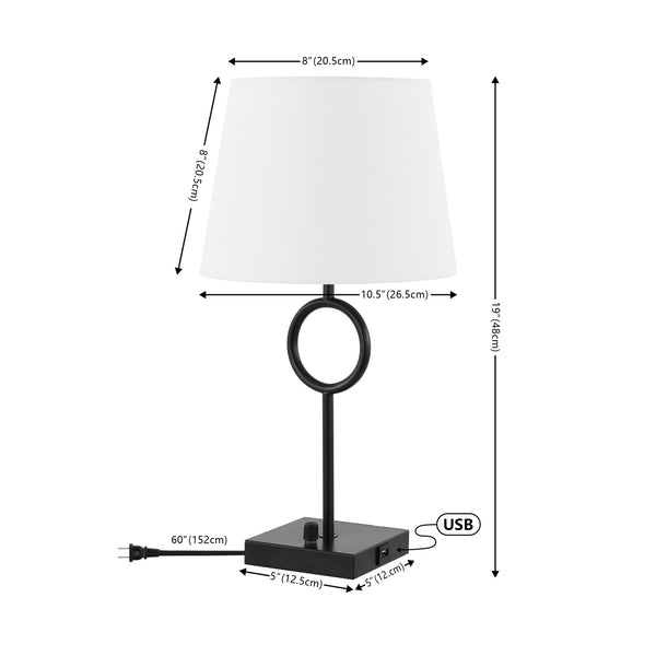Safavieh Vynn, 19 Inch, Black, Iron Table Lamp W/ Usb Port Black TBL4507A-U