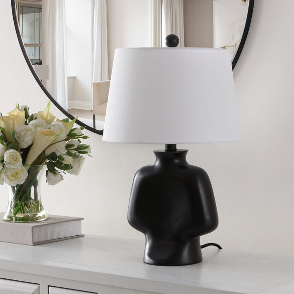 Safavieh JOHARI, 20.25 INCH BLACK RESIN TABLE LAMP - Stylish Minimalist Lighting for Modern Interiors & Workspaces TBL4512A