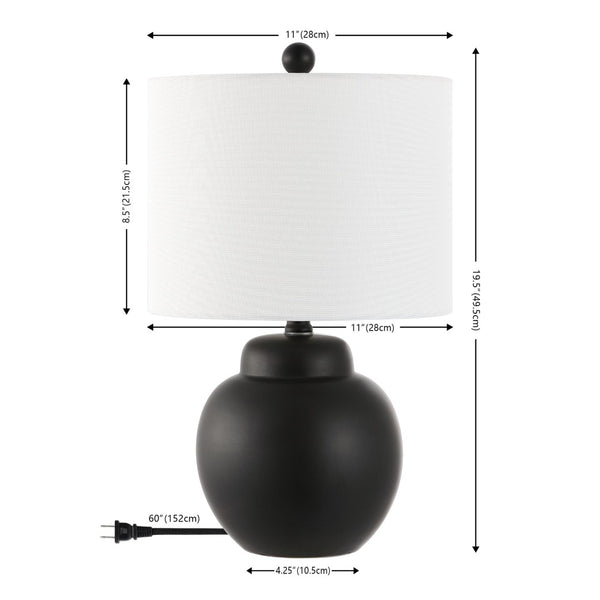 Safavieh ROUX, 19.5-Inch Black Ceramic Table Lamp - Modern Elegance for Cozy Living Spaces & Offices TBL4513A
