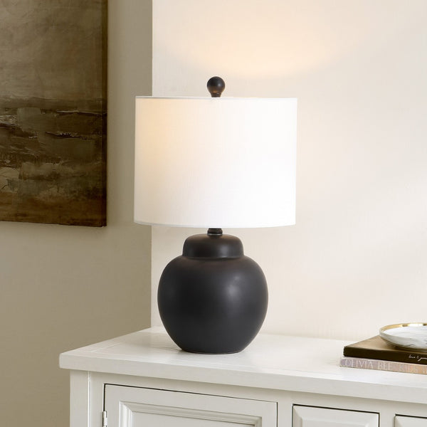 Safavieh ROUX, 19.5-Inch Black Ceramic Table Lamp - Modern Elegance for Cozy Living Spaces & Offices TBL4513A