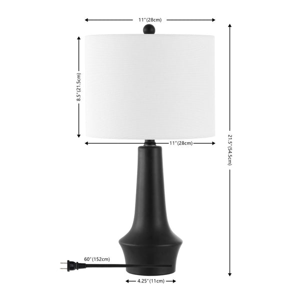 Safavieh SOLYN, 21.5-Inch Black Ceramic Table Lamp - Modern Design with Soft Cotton Shade for Any Space TBL4514A