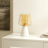 Safavieh Soraya ,14 Inch, Amber/White, Glass/Marble Table Lamp XII23 Amber / White Marble TBL4516A