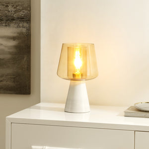 Safavieh Soraya ,14 Inch, Amber/White, Glass/Marble Table Lamp XII23 Amber / White Marble TBL4516A