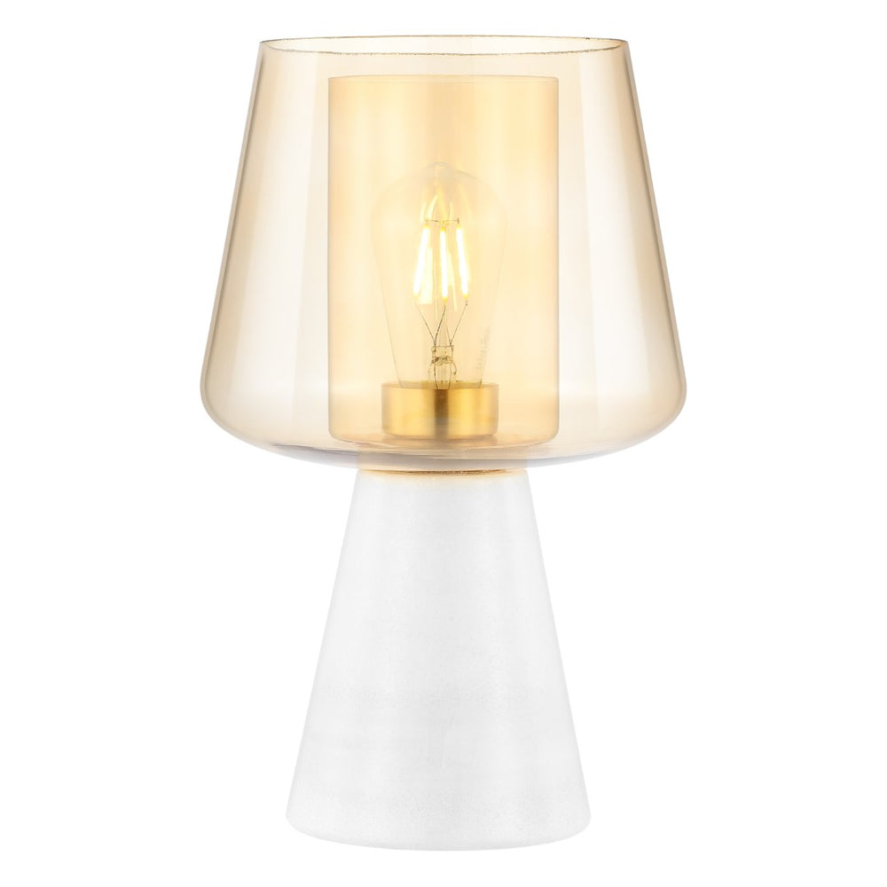 Safavieh Soraya ,14 Inch, Amber/White, Glass/Marble Table Lamp XII23 Amber / White Marble TBL4516A