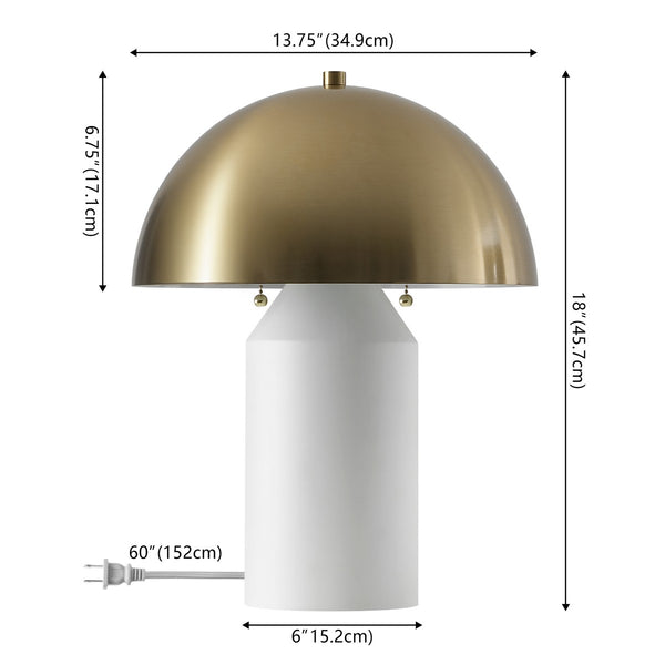 Safavieh Jove, 18 Inch, White/Brass, Metal Table Lamp TBL4520A Brass Gold / White
