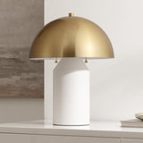 Safavieh Jove, 18 Inch, White/Brass, Metal Table Lamp TBL4520A Brass Gold / White