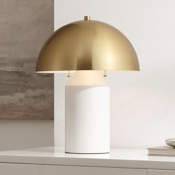 Safavieh Jove, 18 Inch, White/Brass, Metal Table Lamp TBL4520A Brass Gold / White