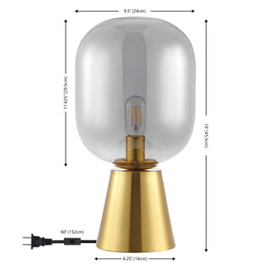 Safavieh Rain, 18 Inch, Smoke Grey/Brass, Glass/Iron Table Lamp XII23 Smoke Grey / Brass Iron TBL4523A