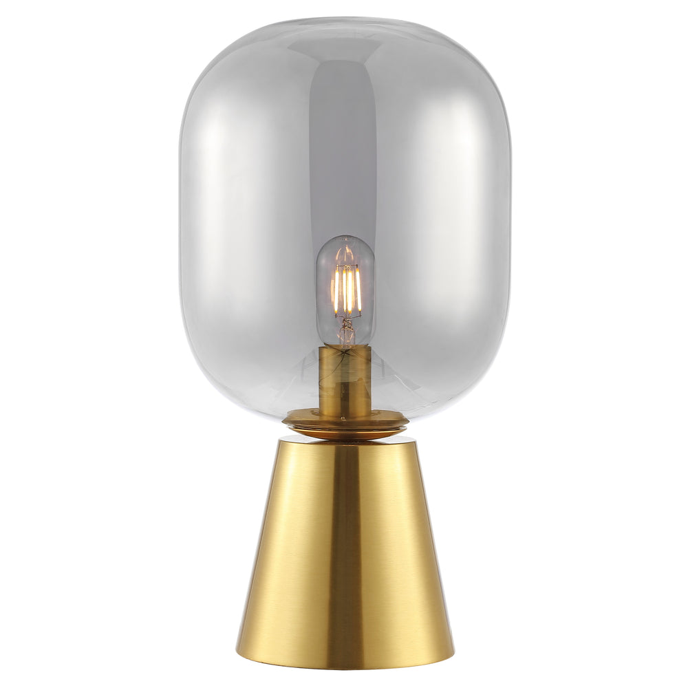 Safavieh Rain, 18 Inch, Smoke Grey/Brass, Glass/Iron Table Lamp XII23 Smoke Grey / Brass Iron TBL4523A