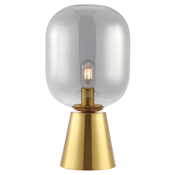 Safavieh Rain, 18 Inch, Smoke Grey/Brass, Glass/Iron Table Lamp XII23 Smoke Grey / Brass Iron TBL4523A