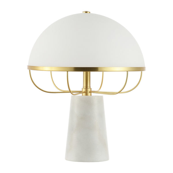 Safavieh Fraser, 15 Inch, White/Brass, Marble/Iron/Glass Table Lamp X23 White / Brass 12" x 12" x 15"