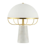 Safavieh Fraser, 15 Inch, White/Brass, Marble/Iron/Glass Table Lamp X23 White / Brass 12" x 12" x 15"