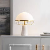 Safavieh Fraser, 15 Inch, White/Brass, Marble/Iron/Glass Table Lamp X23 White / Brass 12" x 12" x 15"