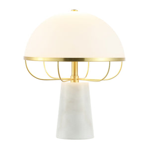 Safavieh Fraser, 15 Inch, White/Brass, Marble/Iron/Glass Table Lamp X23 White / Brass 12" x 12" x 15"