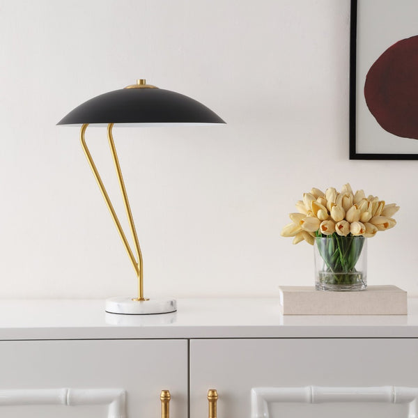 Safavieh SUAREZ, 20.25" Black & Brass Table Lamp - Elegant Marble Base & Iron Accents for Stylish Illumination TBL4536A