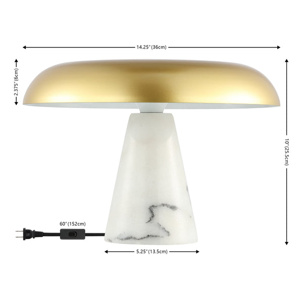 Safavieh Vaughan, 14 Inch, White/Brass, Metal Table Lamp XII23 Brass Gold / White Iron/Marble/ TBL4537A