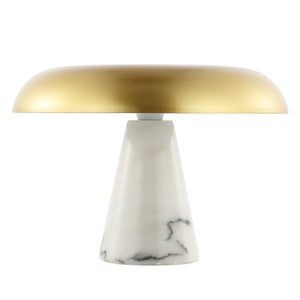 Safavieh Vaughan, 14 Inch, White/Brass, Metal Table Lamp XII23 Brass Gold / White Iron/Marble/ TBL4537A