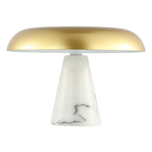 Safavieh Vaughan, 14 Inch, White/Brass, Metal Table Lamp XII23 Brass Gold / White Iron/Marble/ TBL4537A