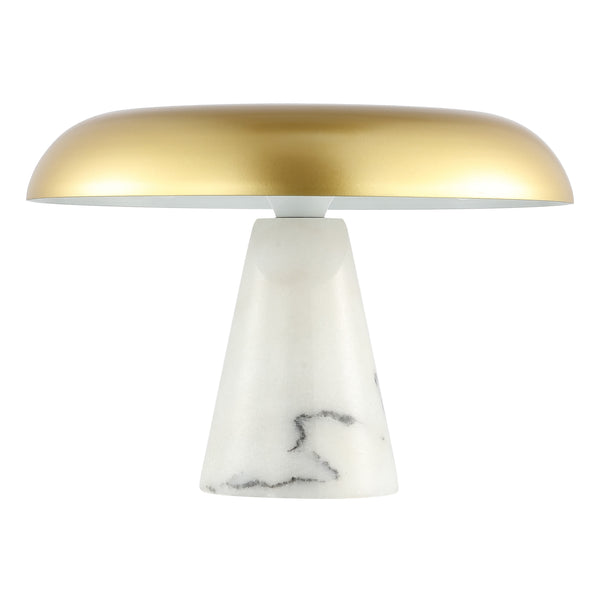 Safavieh Vaughan, 14 Inch, White/Brass, Metal Table Lamp XII23 Brass Gold / White Iron/Marble/ TBL4537A