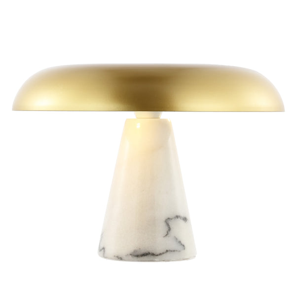 Safavieh Vaughan, 14 Inch, White/Brass, Metal Table Lamp XII23 Brass Gold / White Iron/Marble/ TBL4537A