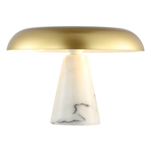 Safavieh Vaughan, 14 Inch, White/Brass, Metal Table Lamp XII23 Brass Gold / White Iron/Marble/ TBL4537A