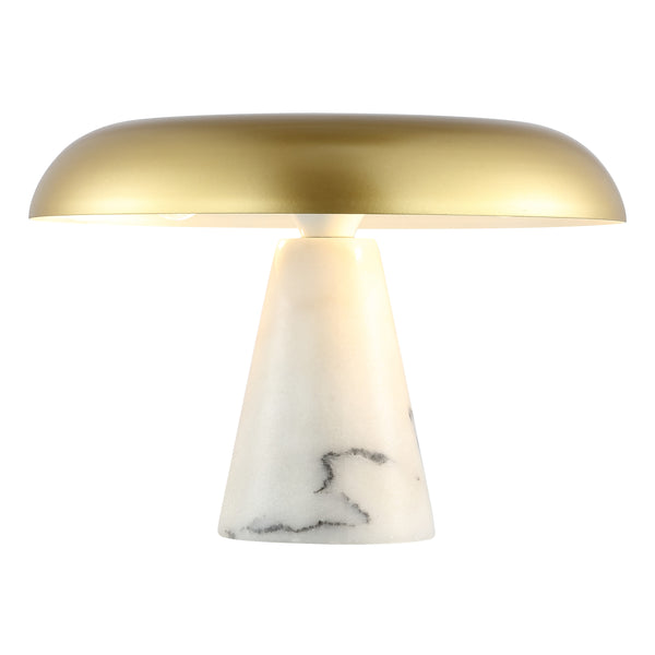 Safavieh Vaughan, 14 Inch, White/Brass, Metal Table Lamp XII23 Brass Gold / White Iron/Marble/ TBL4537A