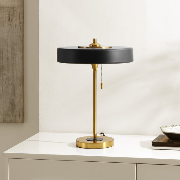 Safavieh Decker, 16 Inch, Black/Brass, Metal Table Lamp  Black / Brass 13.75 x 13.75 x 19.25